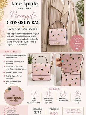 Kate Spade New York Pink Pineapple Crossbody Bag 🍍💕